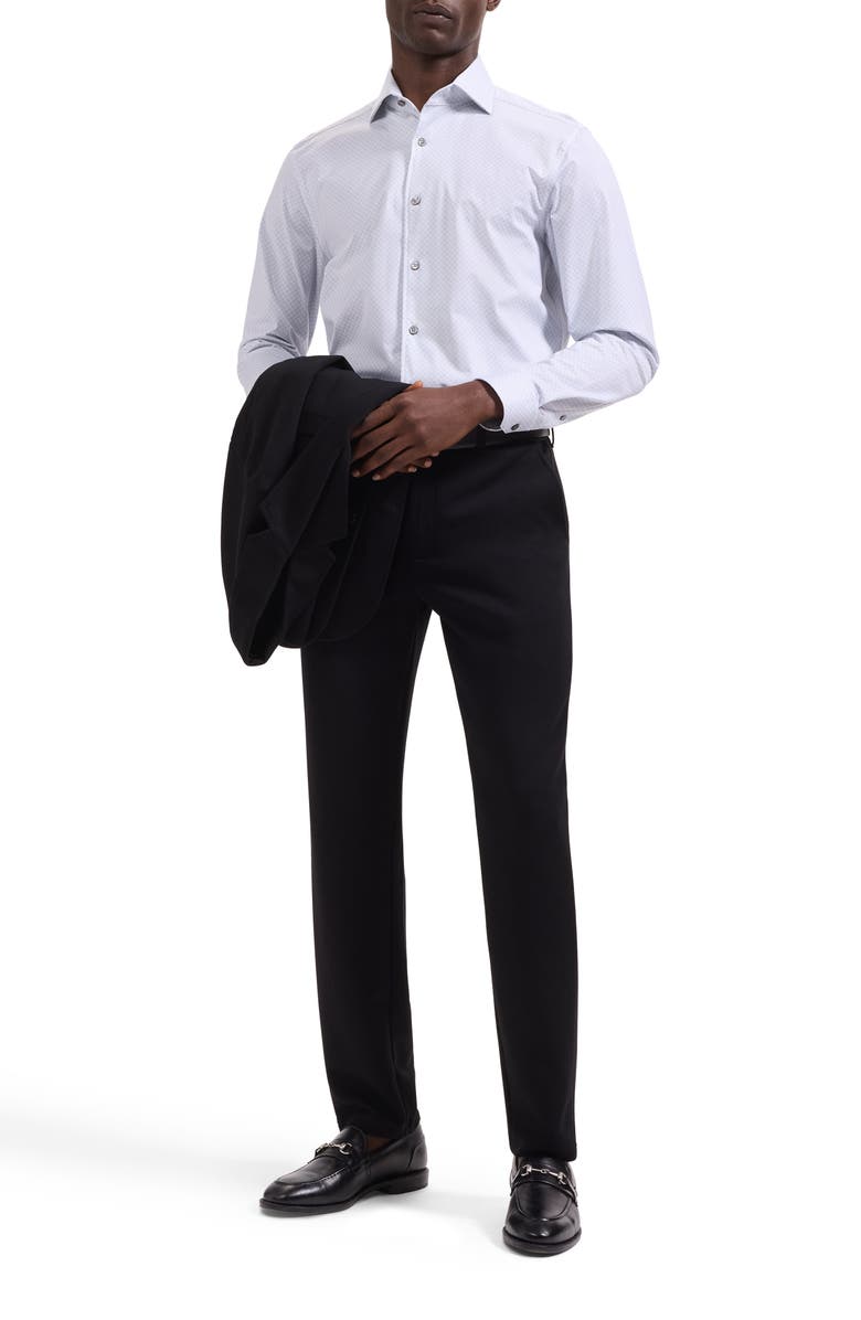 Bugatchi Devon OoohCotton<sup>®</sup> Geo Print Button-Up Shirt, Alternate, color, Platinum