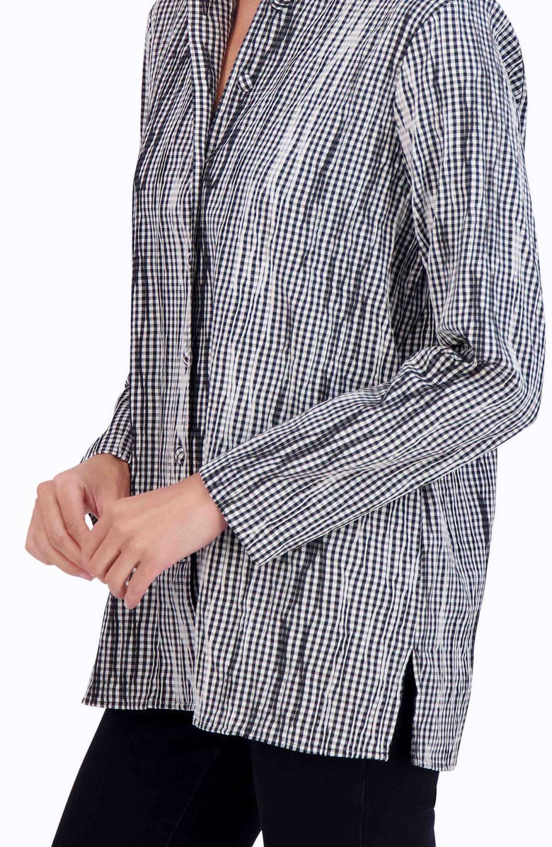 Foxcroft Carolina Crinkled Gingham Cotton Blend Shirt Jacket, Alternate, color, 
