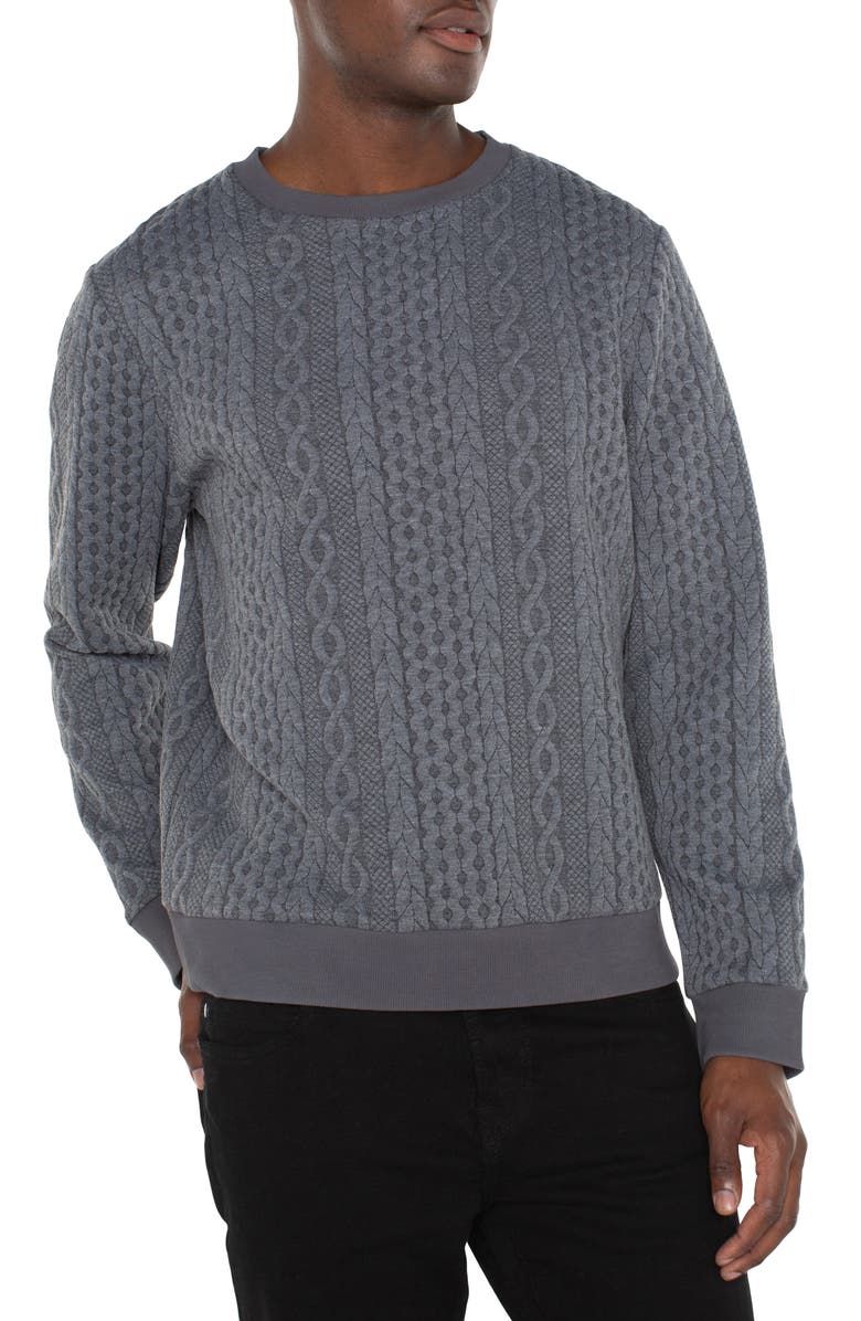 Liverpool Cable Textured Crewneck Sweatshirt, Main, color, 