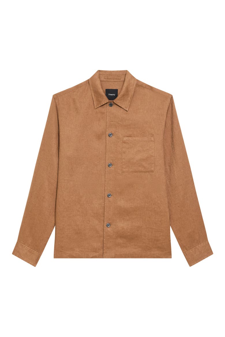 Irving Boxy Linen Button-Up Shirt, Alternate, color, DEEP TOBACCO
