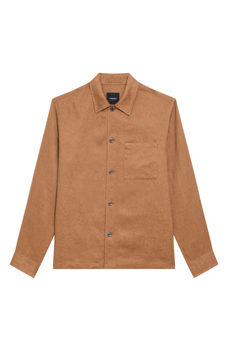 Theory Irving Boxy Linen Button-Up Shirt, Alternate, color, Deep Tobacco