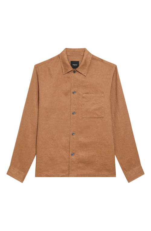 Theory Long Sleeve Button Front Linen Shirt