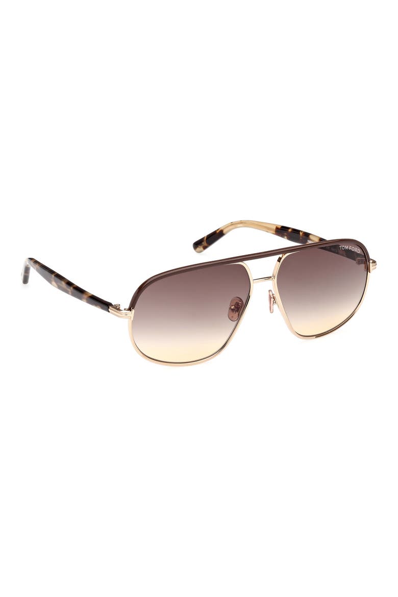 Maxwell 59mm Pilot Sunglasses, Alternate, color, SHINY ROSE GOLD/GRADIENT BROWN