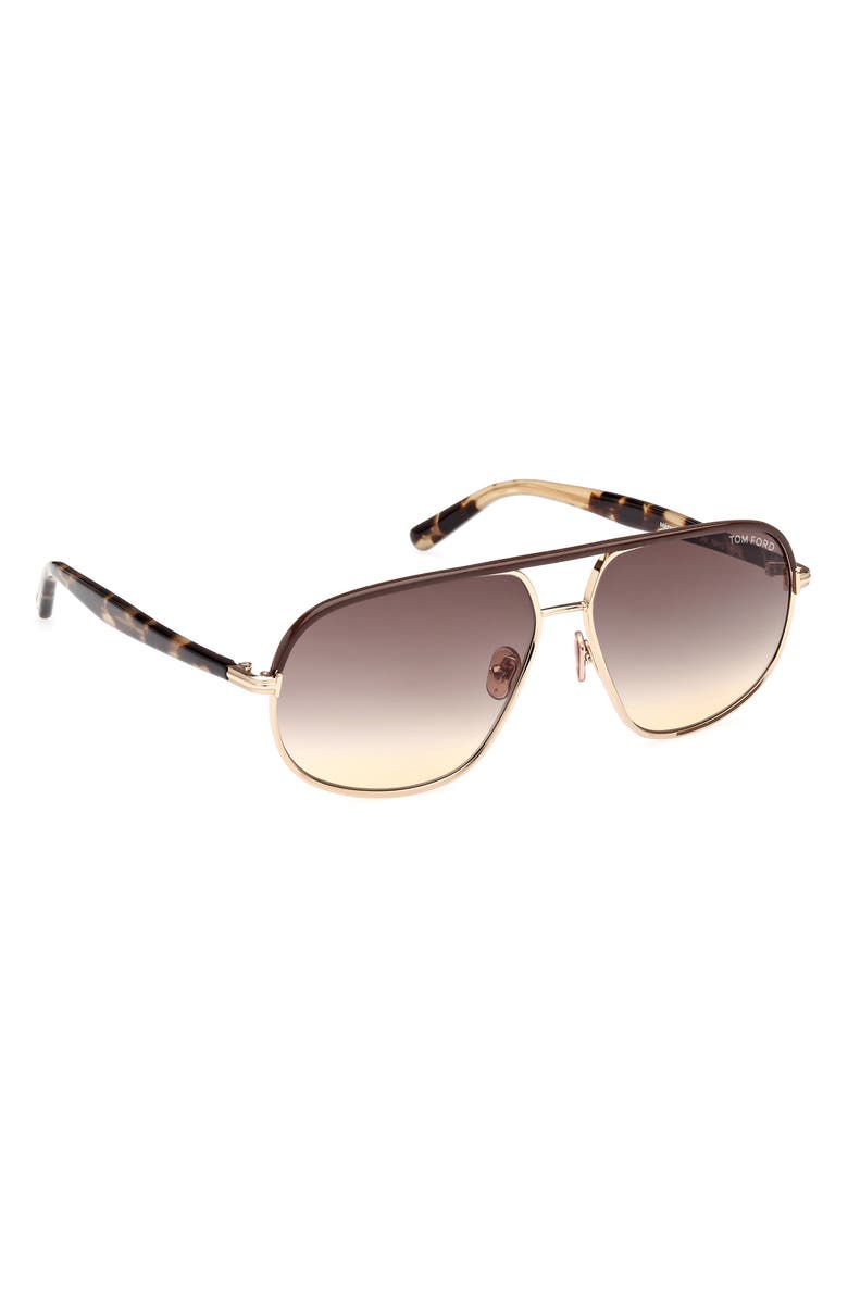 TOM FORD Maxwell 59mm Pilot Sunglasses, Alternate, color, Shiny Rose Gold/Gradient Brown