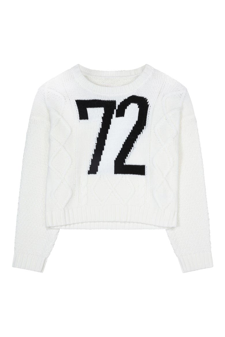 Kids' Varsity Number Cable Sweater, Main, color, IVORY