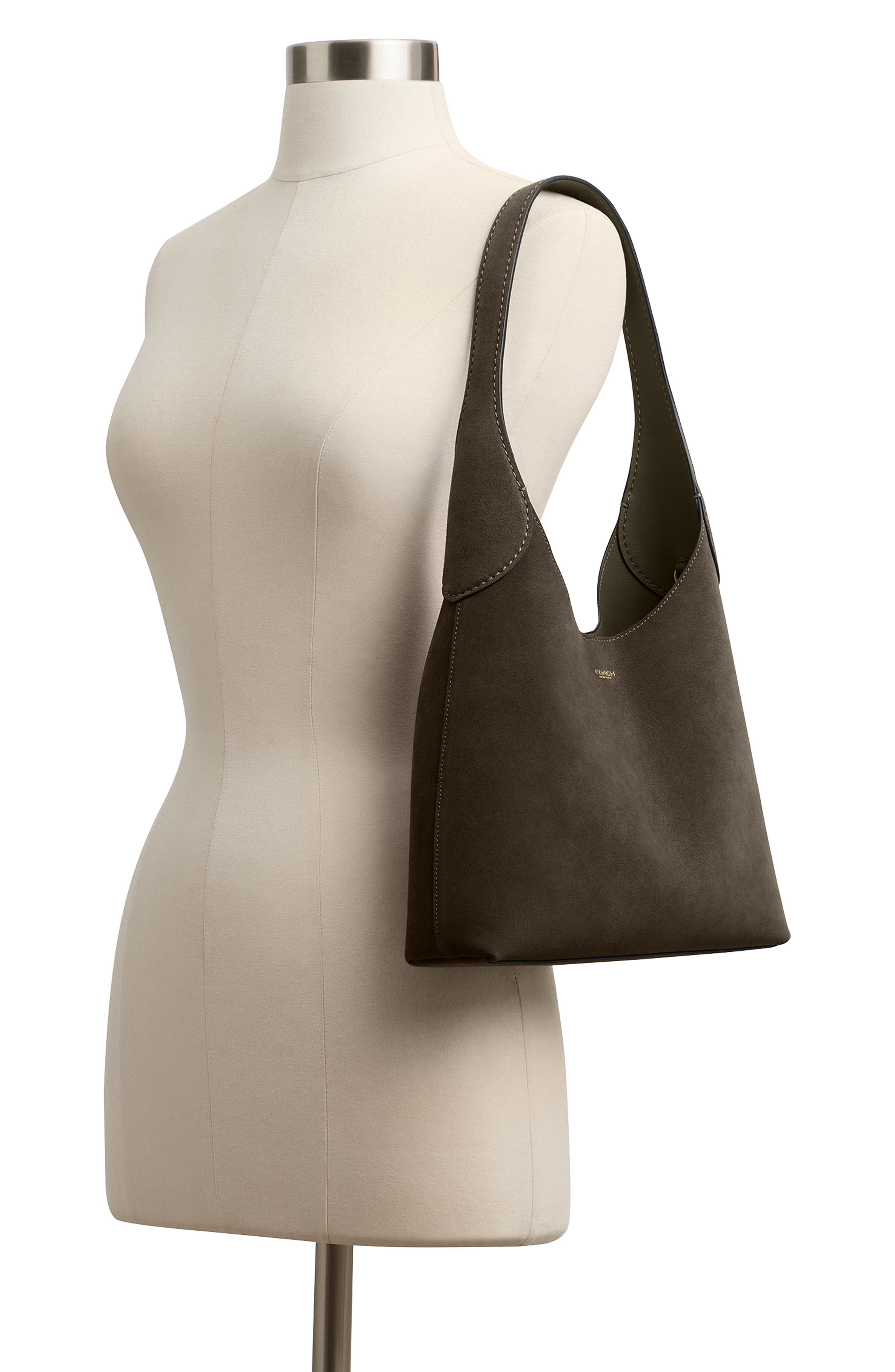 COACH Brooklyn 28 Suede Shoulder Bag, Alternate, color, Olive