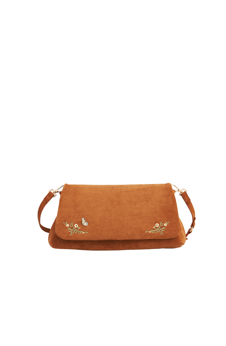 Fable England Floral Embroidered Shoulder Bag, Main, color, Light/Pastel Brown