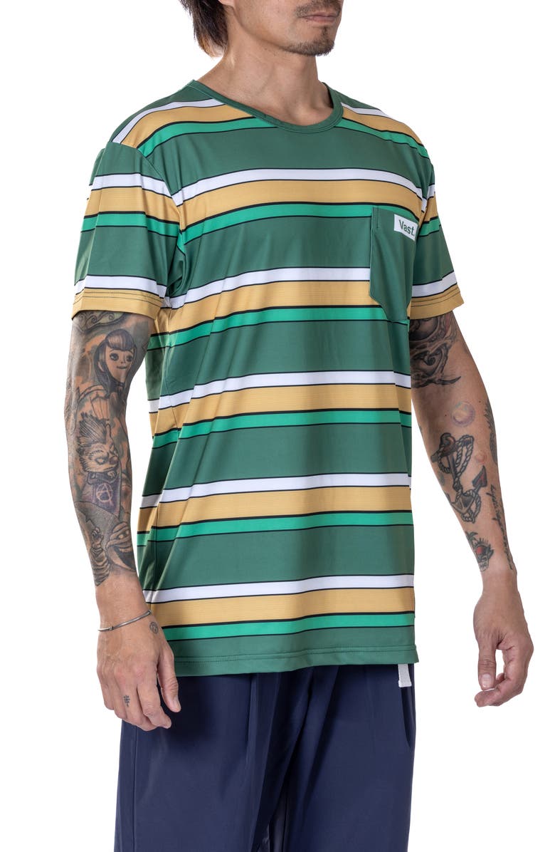 VAST On Stripes Aqua Terra Performance T-Shirt, Alternate, color,