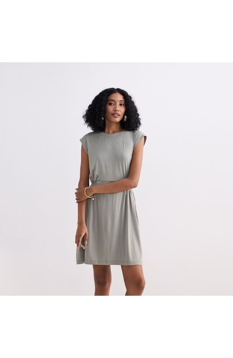 Reistor Short Dress With Smocking Side Detail, Alternate, color, Light Olive