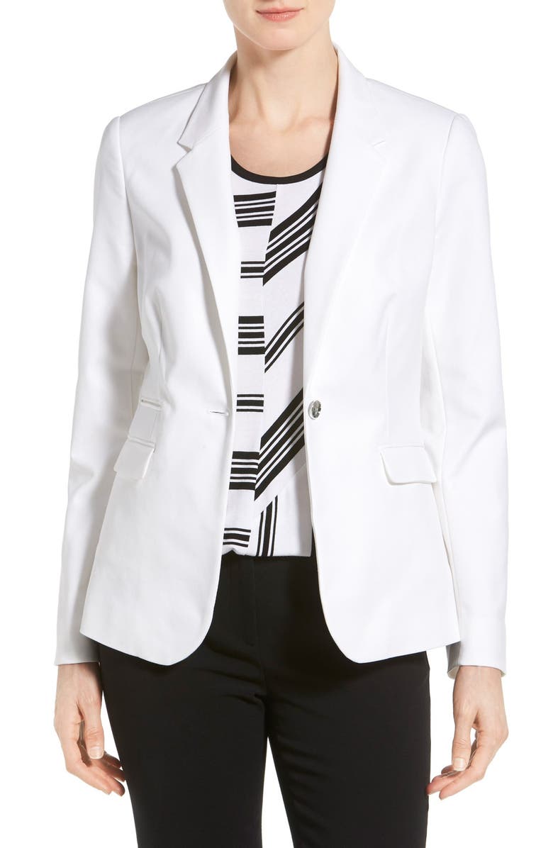 Vince Camuto One-Button Stretch Cotton Blazer, Main, color,
