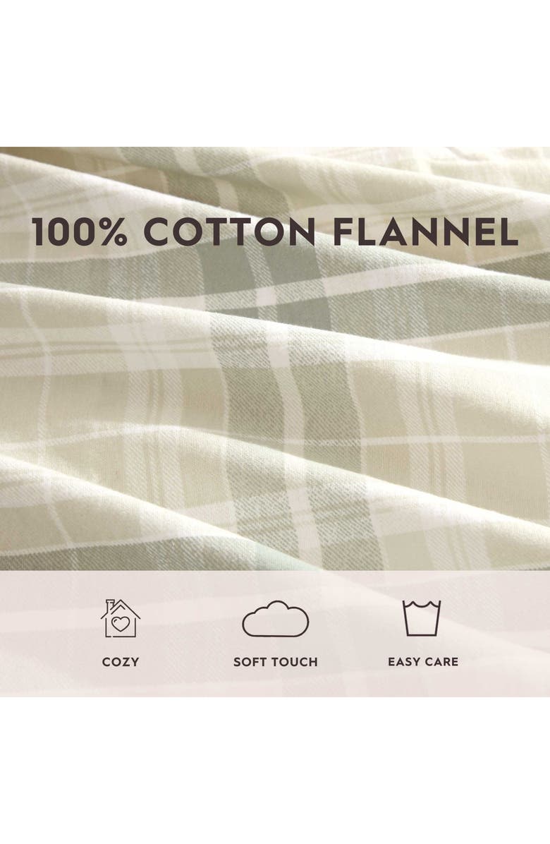 Laura Ashley Mulholland Plaid Cotton Flannel Sheet Set, Alternate, color, Light Green