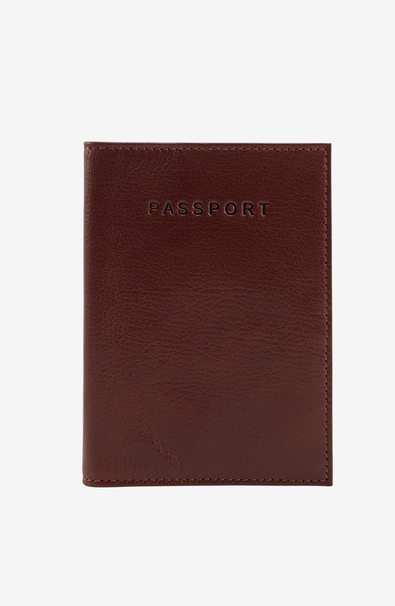 Tusk Siam Passport Cover, Main, color, Chocolate / Blue
