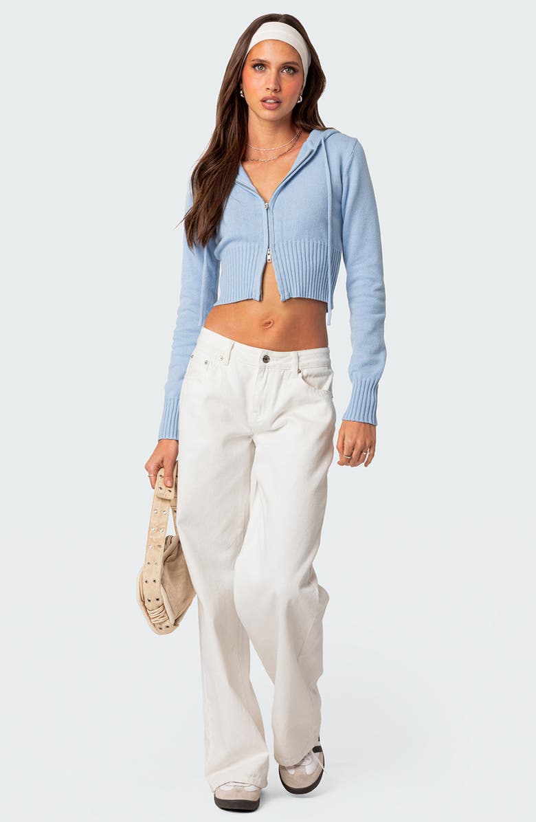 EDIKTED Desiree Hooded Crop Cardigan, Alternate, color, Light-Blue