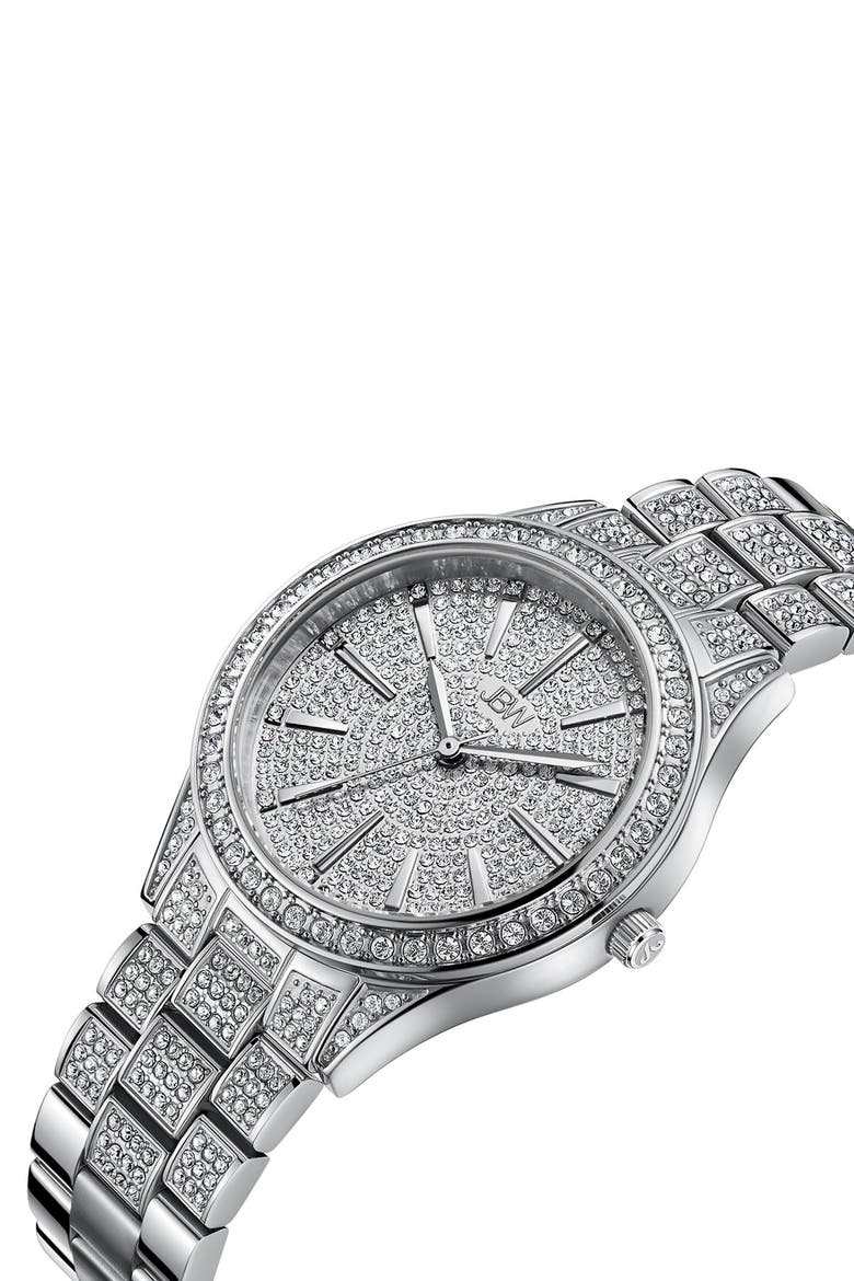 Cristal Diamond Bracelet Watch, 34mm, Alternate, color, SILVER