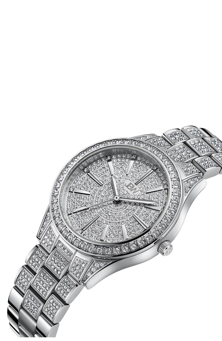JBW Cristal Diamond Bracelet Watch, 34mm, Alternate, color, Silver