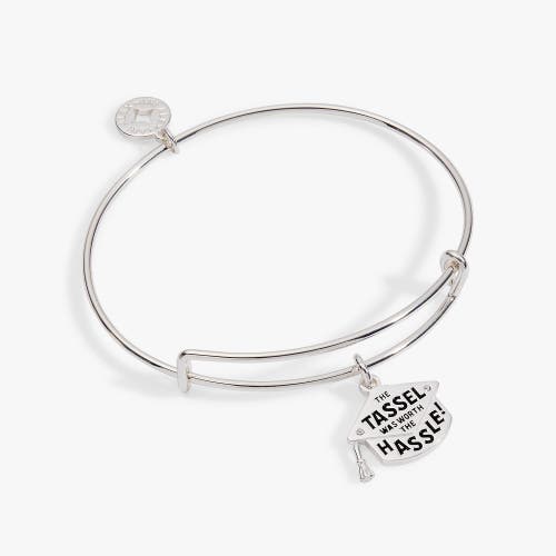 Alex And Ani "the Tassel Was Worth The Hassle" Charm Bangle In Silver