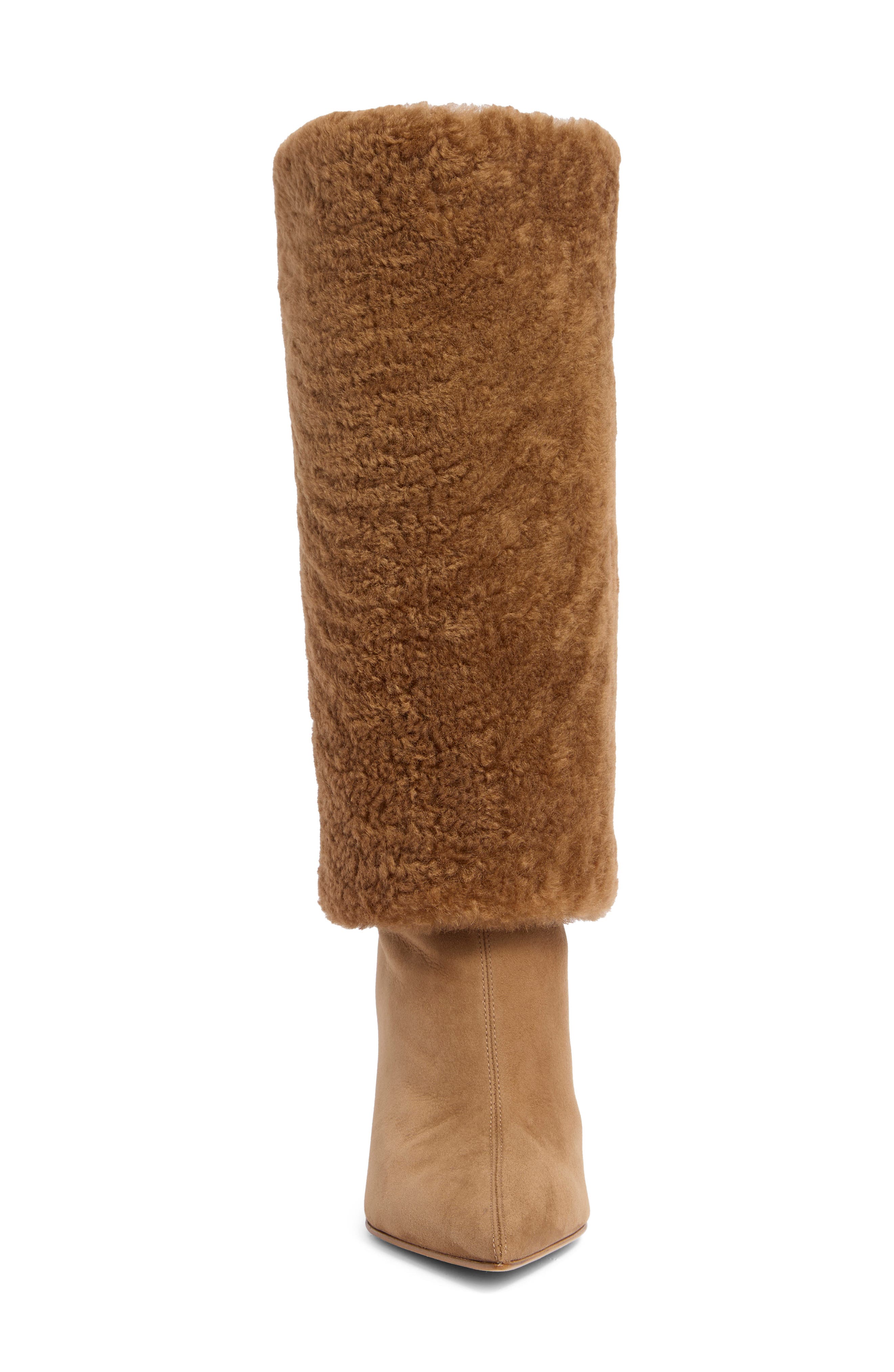 Kelly Genuine Shearling Cuff Knee High Boot, Alternate, color, BRANDY SUEDE