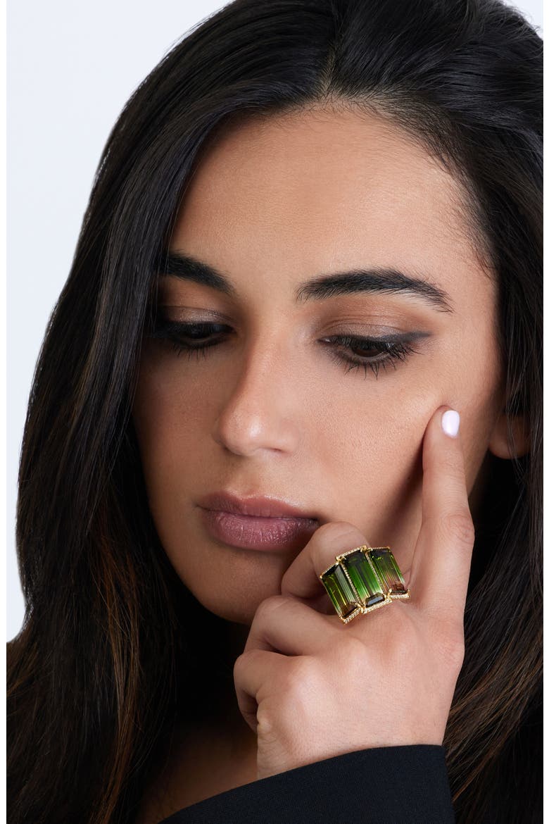 Watermelon Tourmaline Cocktail Ring, Alternate, color, 18K YELLOW GOLD