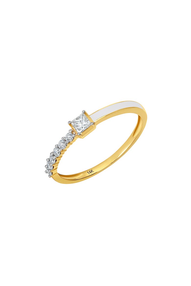 Diamond & White Enamel Ring - 0.3ct. (Nordstrom Exclusive), Main, color, 14K YELLOW GOLD/ WHITE