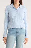 INTERNATIONAL DESIGNER Cable Knit Crop Polo Sweater
