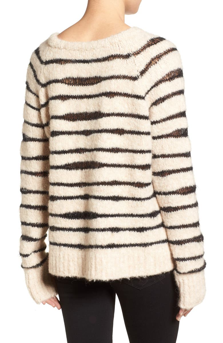 Zadig & Voltaire Kary Open Knit Stripe Sweater, Alternate, color,
