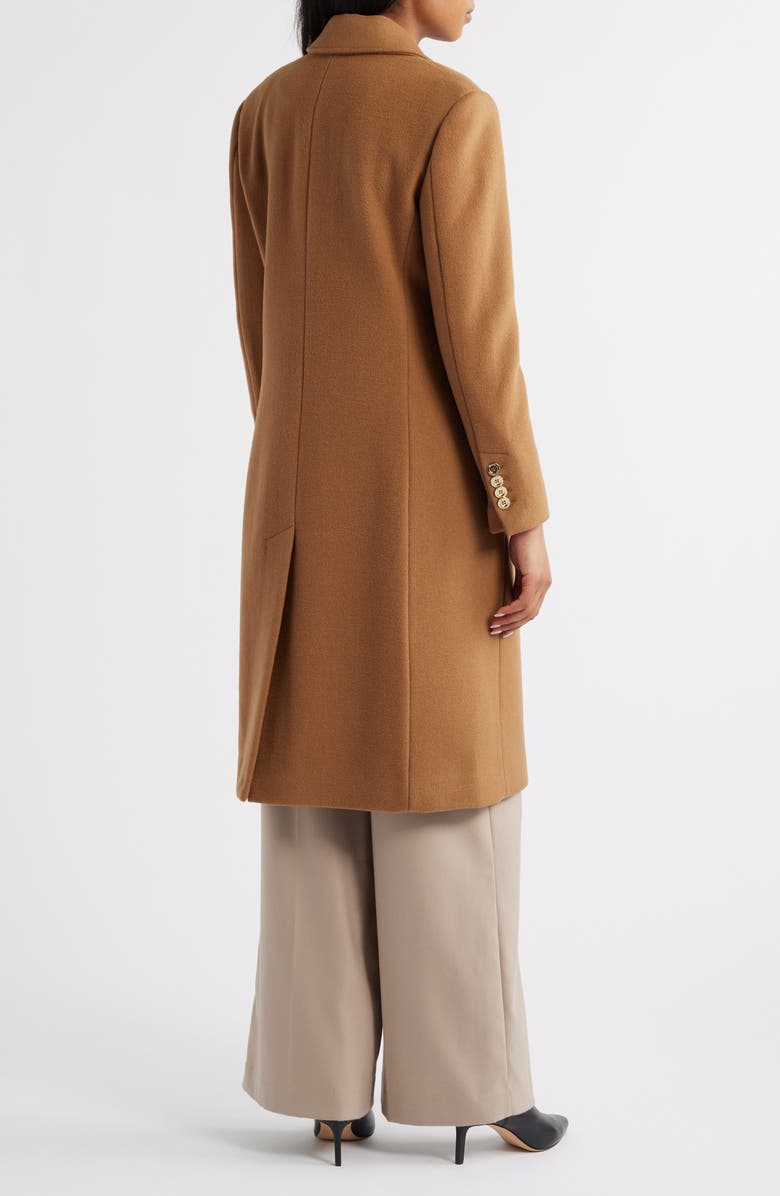Michael Kors Fitted Longline Coat, Alternate, color, Dark Camel