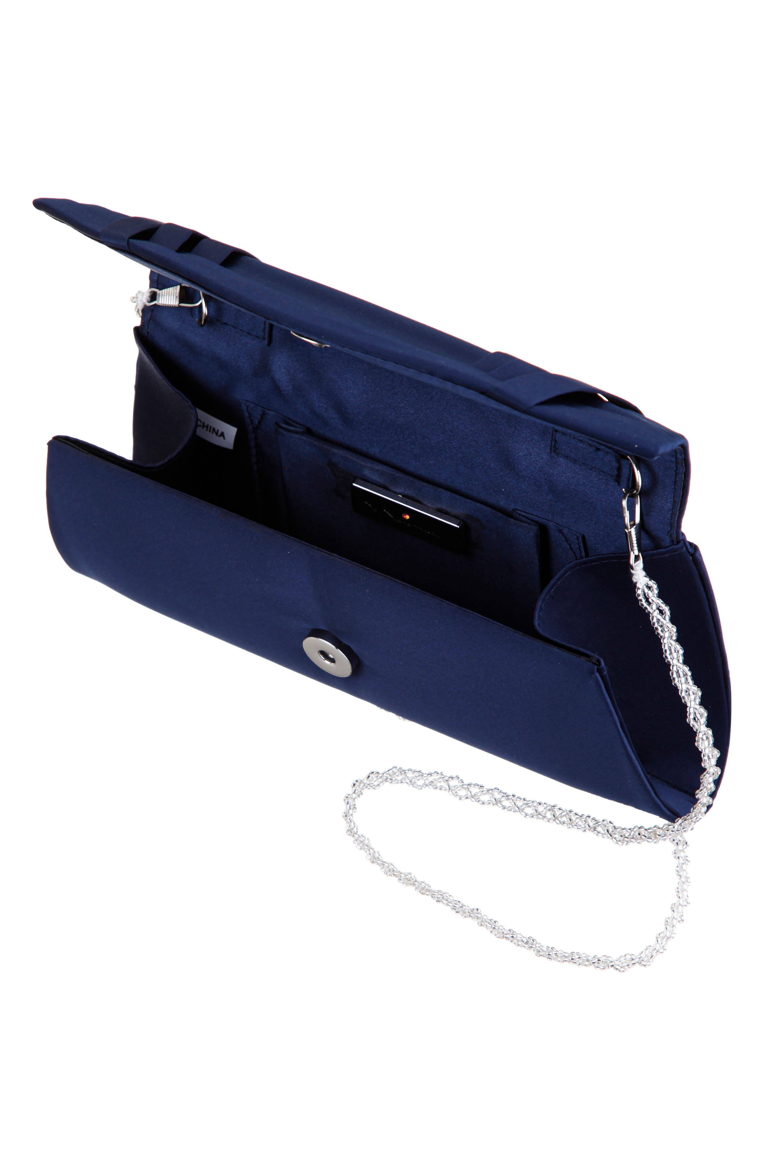 Nina Avis Pleated Clutch, Alternate, color, Navy