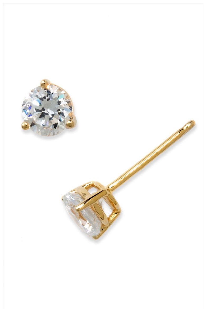 Cubic Zirconia Stud Earrings - 1.0ct., Alternate, color, GOLD