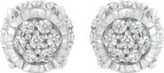 Haus of Brilliance Silver 1/3 Ct RoundDiamond Floral Stud Earring