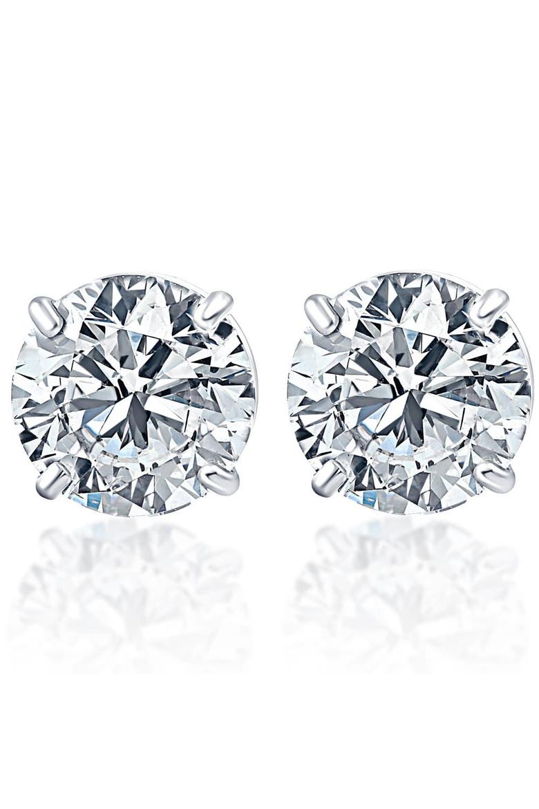 Certified 2Ct TW Diamond Studs 14k Gold Lab Grown, Main, color, 14k White Gold