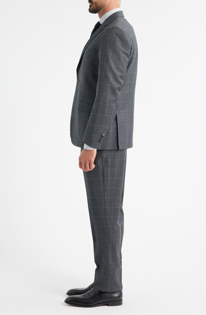 DANIEL HECHTER Charcoal Windowpane Check Wool Blend Suit, Alternate, color, Charcoal
