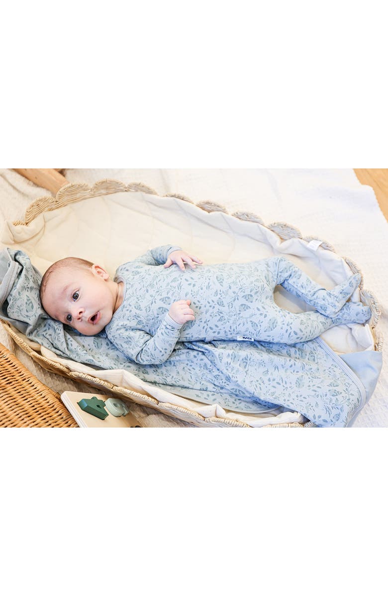 Manière Soft Vines Cotton Blend Footie, Alternate, color, Sky Blue