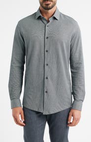 Stone Rose Origin Two-Tone Piqué Performance Button-Up Shirt