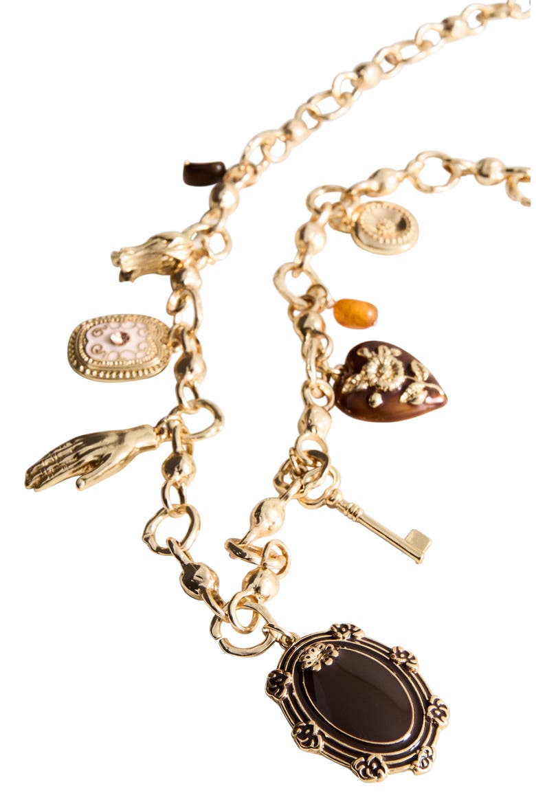 Mixed Charm Necklace, Alternate, color, GOLD