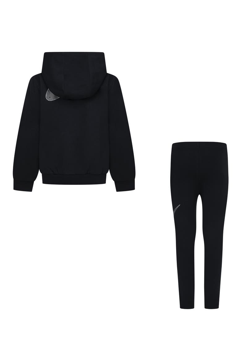 Zip Hoodie & Stretch Leggings Set, Alternate, color, BLACK