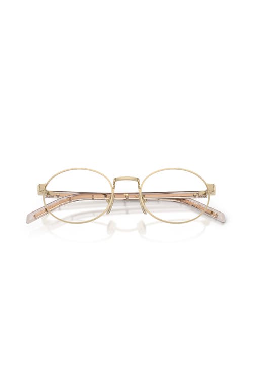 Prada 49mm Oval Optical Glasses In Gold