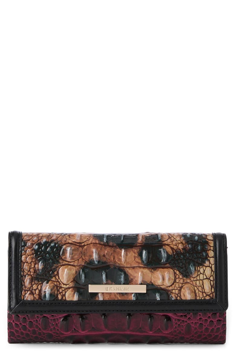 Brahmin Cordelia Croc Embossed Leather Trifold Wallet, Main, color,