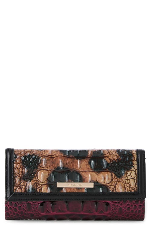 Brahmin Cordelia Croc Embossed Leather Trifold Wallet In Burgundy