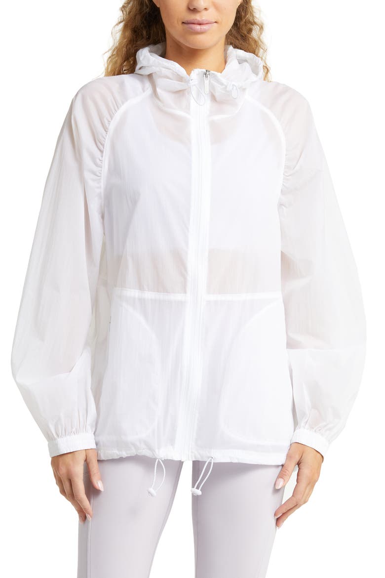 Sheer Water Resistant Packable Zip-Up Hooded Jacket, Alternate, color, WHITE