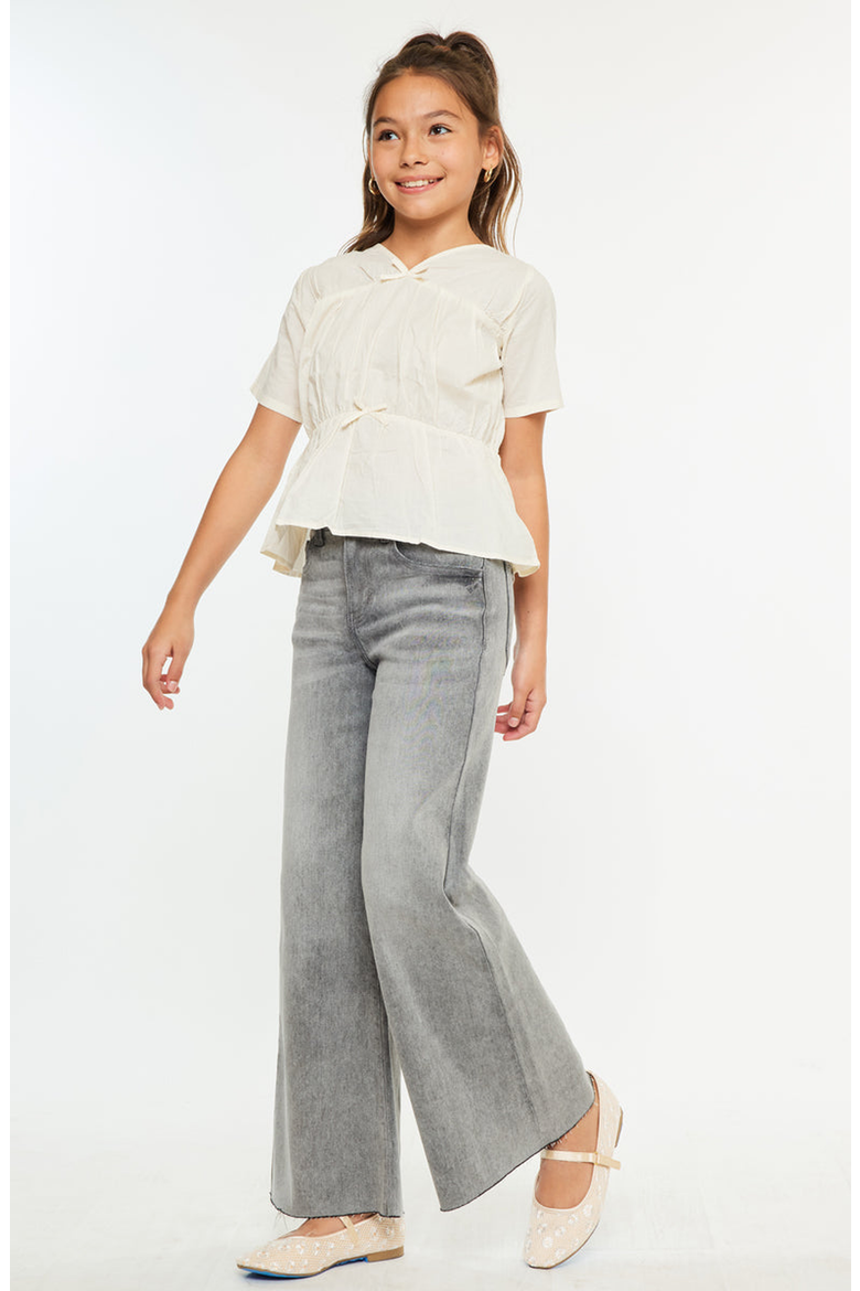 Kaitlyn High Rise Cropped Palazzo Jeans, Alternate, color, Light Gray