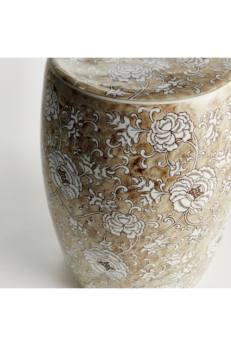 Province Lotus Stool - Brown & White Ceramic - Handcrafted, Alternate, color, Beige