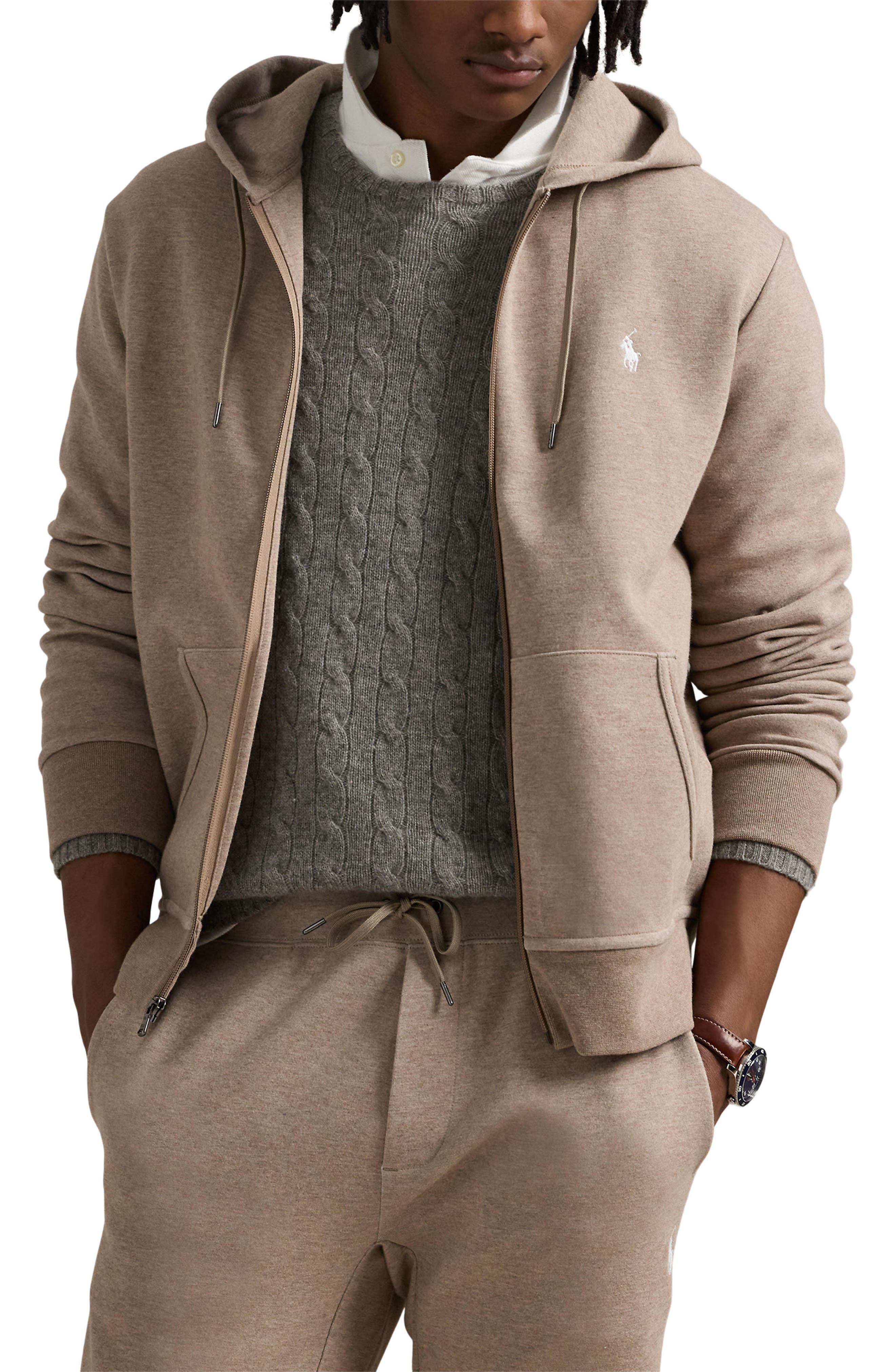 Polo Ralph Lauren Double Knit Cotton Blend Zip Hoodie (Men