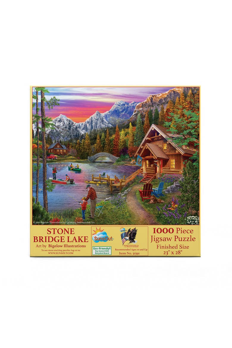 Stone Bridge Lake 1000 piece Jigsaw Puzzle for Adults, Alternate, color, Multicolor