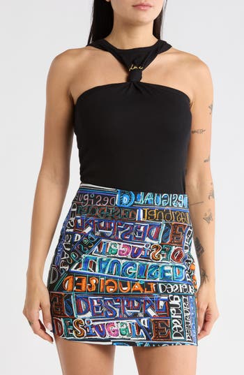 Desigual Front Twist Tank In Black