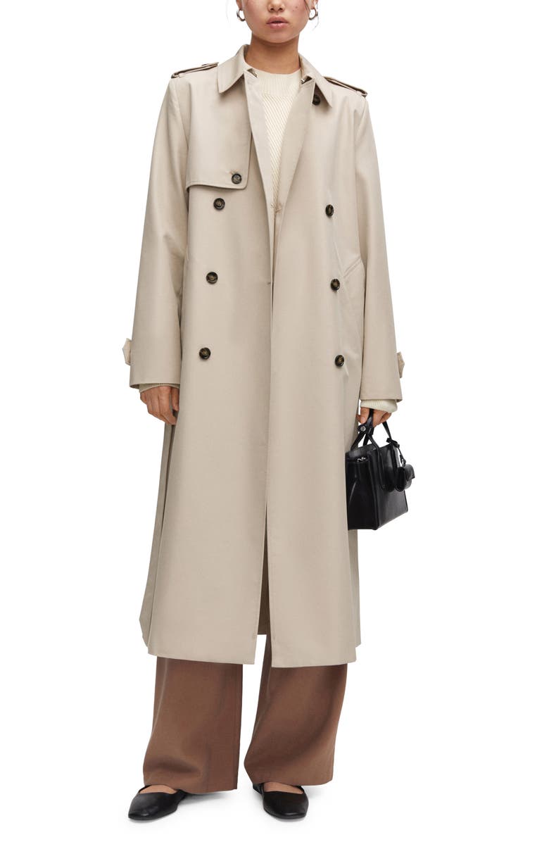 MANGO Double Breasted Water Repellent Trench Coat, Main, color,