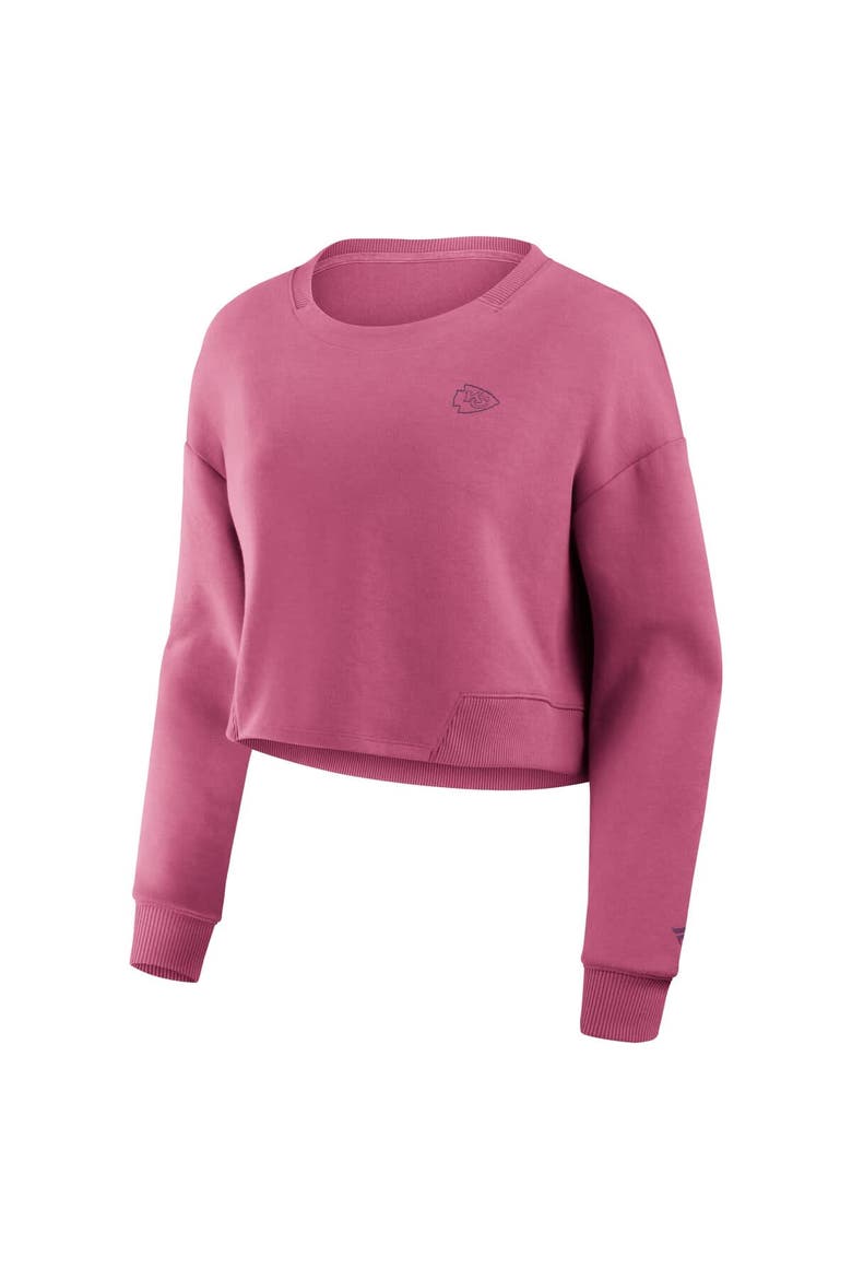Women's Fanatics Pink Kansas City Chiefs Studio Tri-Blend Cropped Pullover Sweatshirt, Alternate, color, Pink