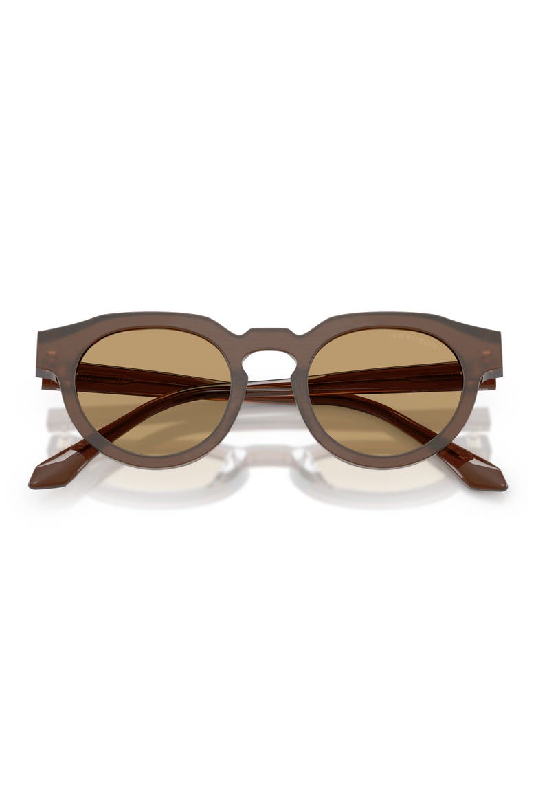47mm Round Sunglasses, Alternate, color, BRUSHED BROWN / BROWN