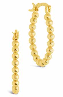 Sterling Forever Bubble Textured Oval Hoop Earrings