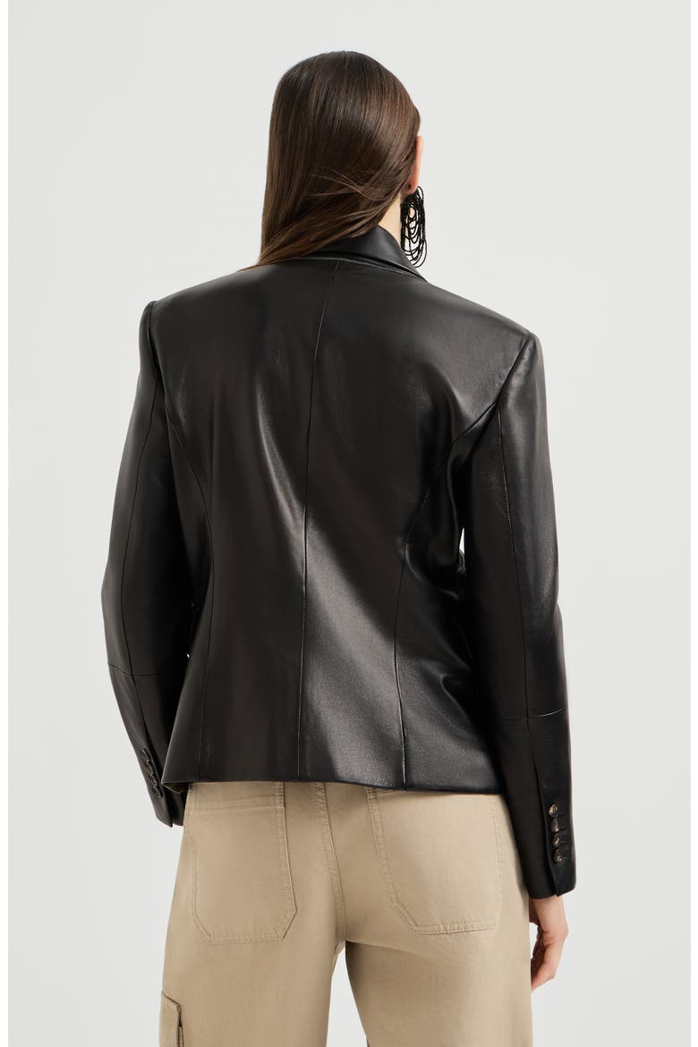 Nappa leather blazer with monili, Alternate, color, Black