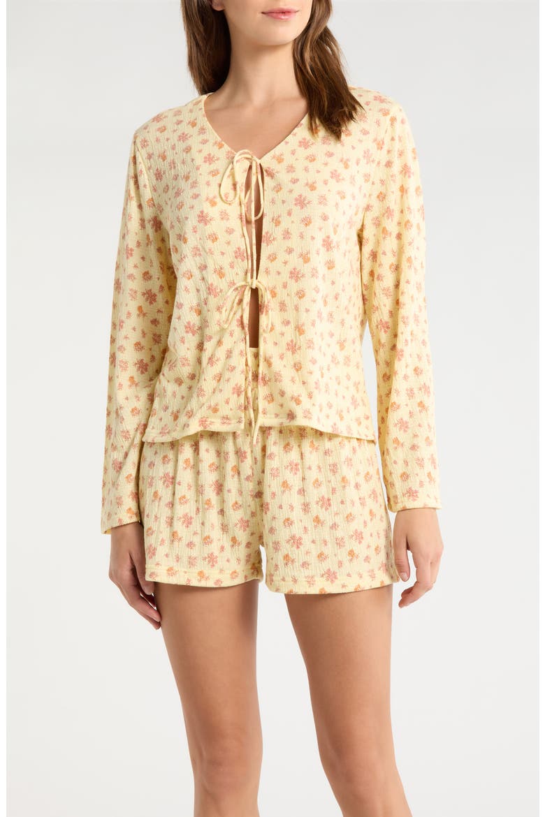 Bow Tie Short Pajamas, Main, color, PALE YELLOW